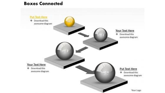 Ppt 3d Boxes PowerPoint Template Connected With Arrows Linear Process Templates