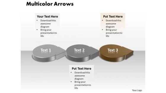 Ppt 3d Circular Arrows PowerPoint 2010 Showing Brown Stage Templates