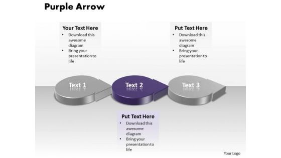 Ppt 3d Circular PowerPoint Graphics Arrows Showing Purple Stage Templates
