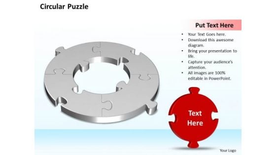 Ppt 3d Circular Puzzle Support Structure Fitting The Missing Piece Business PowerPoint Templates