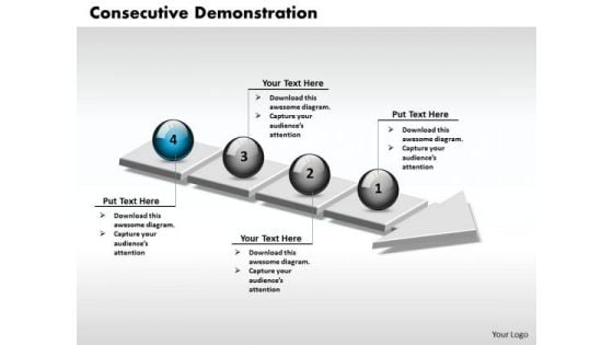 Ppt 3d Consecutive Demonstration Using Arrow Of 4 Power Point Stage PowerPoint Templates