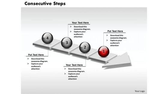 Ppt 3d Consecutive Explanation Using Arrow Of 4 State Diagram PowerPoint Templates