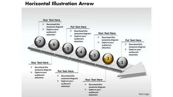 Ppt 3d Horizontal Example Through An Arrow 7 State Diagram PowerPoint Templates