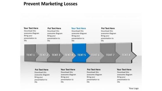 Ppt 3d Horizontal Illustration To Avoid Marketing Losses Eight Steps PowerPoint Templates