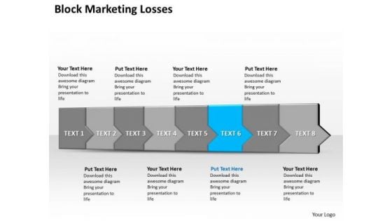 Ppt 3d Horizontal Illustration To Block Marketing Losses Eight Steps PowerPoint Templates