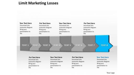 Ppt 3d Horizontal Illustration To Limit Marketing Losses Eight Steps PowerPoint Templates