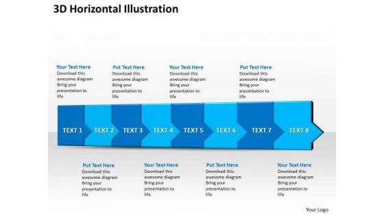 Ppt 3d Horizontal Illustration To Prevent Marketing Losses Eight Steps PowerPoint Templates