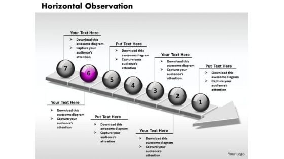 Ppt 3d Horizontal Observation Through An Arrow 7 State Diagram PowerPoint Templates