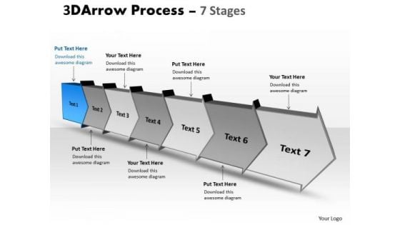 Ppt 3d Illustration Of Arrow Route 7 State Diagram Corporate Plan PowerPoint 2 Graphic