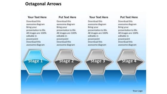 Ppt 3d Illustration Of Octagonal Arrows PowerPoint Templates 4 Stages