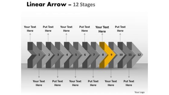 Ppt 3d Illustration Of Straightaway Arrow Flow Diagram 10 Design