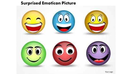 Ppt 3d Illustration Of Surprised Emoticon Picture PowerPoint Templates