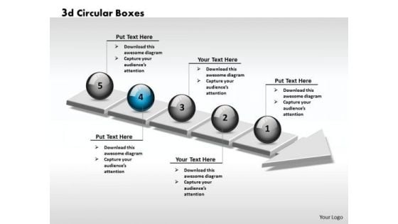 Ppt 3d Interlinked Circular Align Text Boxes PowerPoint 2010 On Arrows 5 Stages Templates