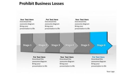 Ppt 3d Linear Abstraction To Prohibit Business Losses Six Steps PowerPoint Templates