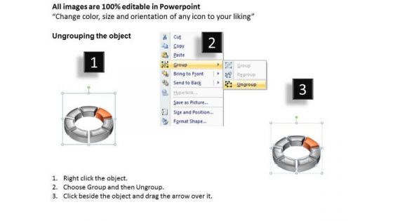 Ppt 3d Orange Animated Multicolor Circular Process PowerPoint Templates