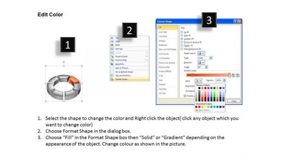 Ppt 3d Orange Animated Multicolor Circular Process PowerPoint Templates