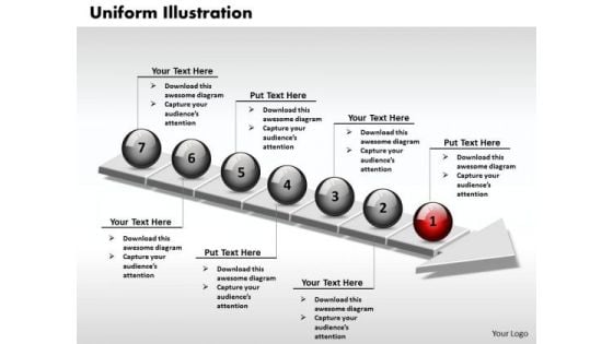 Ppt 3d Uniform Illustration Through An Arrow 7 Phase Diagram PowerPoint Templates