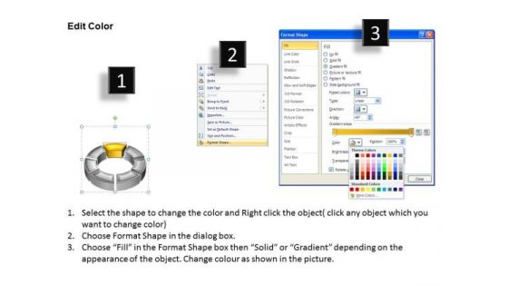 Ppt 3d Yellow Animated Multicolor Circular Process PowerPoint Templates