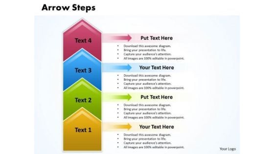 Ppt 4 Colorful Shapes Arrows PowerPoint Pointer Upwards Templates