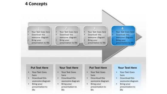 Ppt 4 Concepts Text Link Boxes PowerPoint 2007 An Arrow Templates