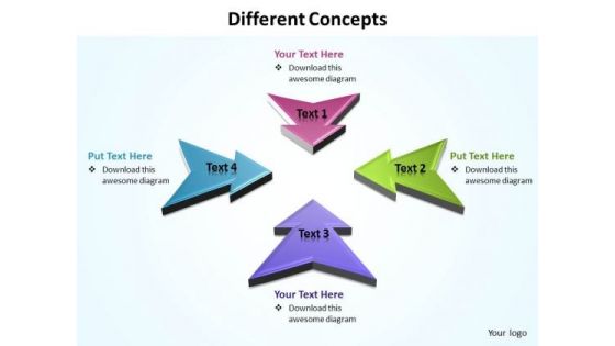 Ppt 4 Different Concepts Pointing Inwards PowerPoint Templates