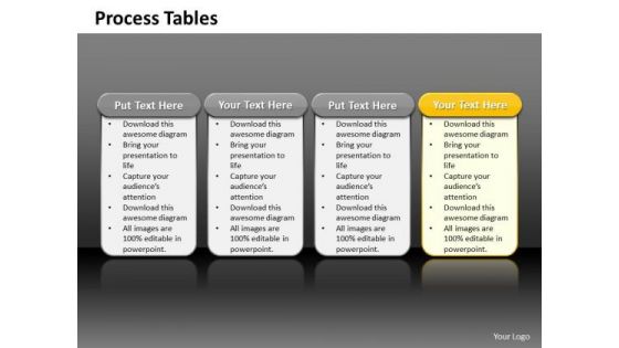Ppt 4 Reasons You Should Buy From Us Process Tables Highlight PowerPoint Templates