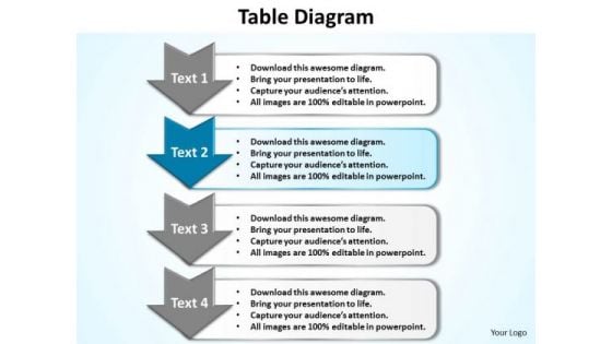 Ppt 4 Step Table Diagram Editable Business Plan PowerPoint Templates