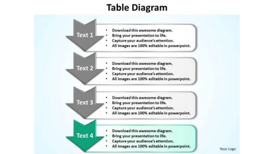 Ppt 4 Step Table Swim Lane Diagram PowerPoint Template Editable Business Templates