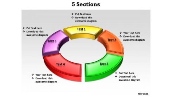 Ppt 5 Colorful Sections In Circular PowerPoint Menu Template Manner Templates