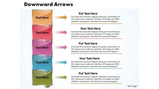 Ppt 5 Techno PowerPoint Slide Text Arrows Pointing Downwards Templates