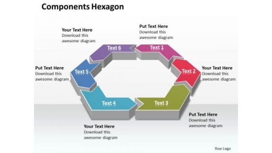 Ppt 6 Components Area Of Hexagon Editable Layouts PowerPoint 2003 Templates