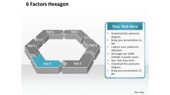 Ppt 6 Factors Hexagon Angles Editable PowerPoint Templates Theme