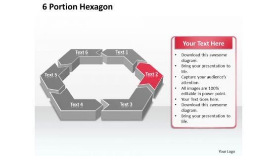 Ppt 6 Portion Hexagon Editable Layouts PowerPoint 2003 2007 Templates