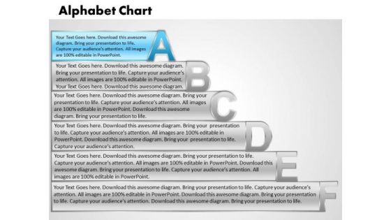 Ppt Alpahabet Chart With Textboxes Business Strategy PowerPoint Business Templates