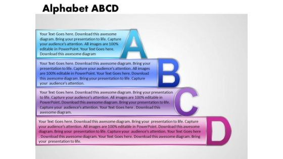 Ppt Alphabet Blocks Abcd With Textboxes Business Management PowerPoint Business Templates