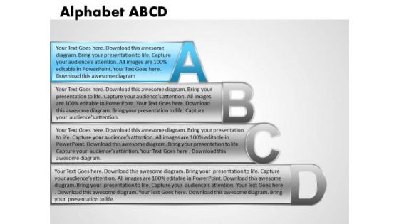 Ppt Alphabet Blocks Abcd With Textboxes Business Strategy PowerPoint Business Templates