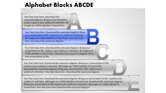 Ppt Alphabet Blocks Abcde With Textboxes Business Plan PowerPoint Business Templates