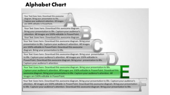 Ppt Alphabet Chart With Textboxes Operations Management PowerPoint Business Templates