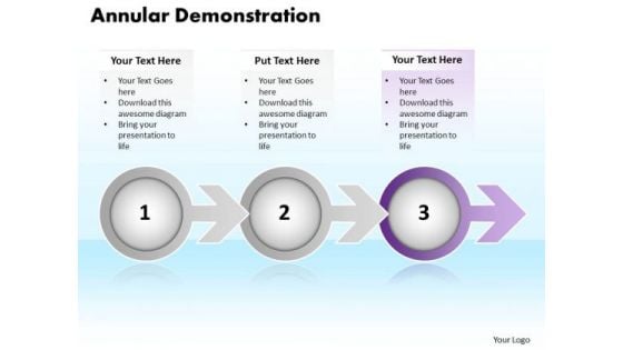 Ppt Annular Demonstration Of 3 Power Point Stage Using Arrow PowerPoint Templates