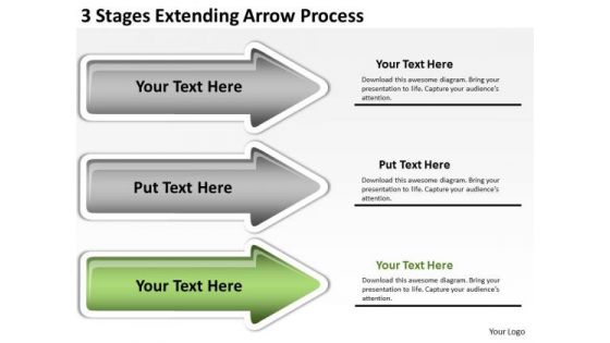 Ppt Arrow 3 Stages Extending Process PowerPoint Templates