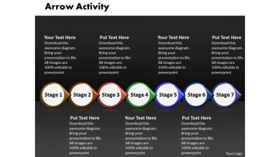 Ppt Arrow Illustration Of Activity Using 7 Phase Diagram PowerPoint Templates