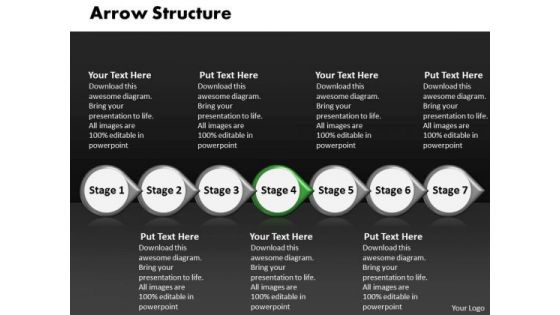 Ppt Arrow Illustration Of Structure Using 7 Stages PowerPoint Templates