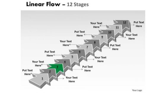 Ppt Background 12 Stages Linear 3d Arrows PowerPoint To Create Transactions Plan 4 Graphic