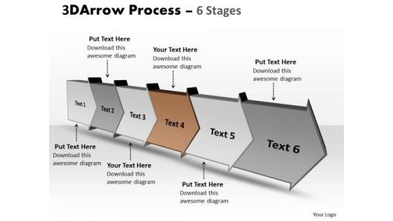 Ppt Background 3d Illustration Of Six Step Arrow Course 5 Design