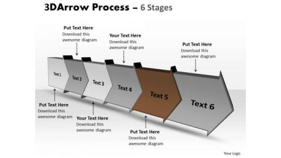 Ppt Background 3d Illustration Of Six Step Arrow Course 6 Design