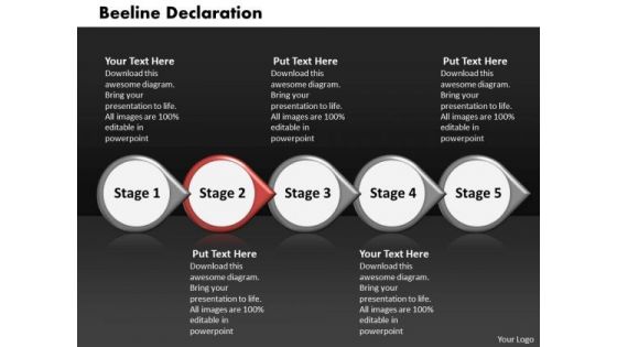 Ppt Beeline Declaration Of 5 Stages Using Curved Arrows PowerPoint 2010 Templates