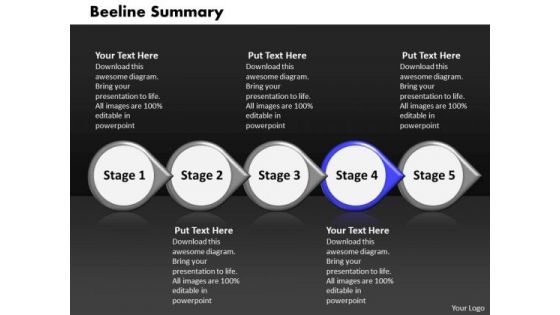 Ppt Beeline Summary Of 5 Stages Using Arrows PowerPoint Templates