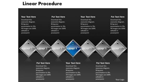 Ppt Blue Diamond Linear Procedure 7 State PowerPoint Template Diagram Templates