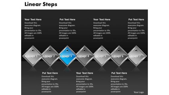 Ppt Blue Diamond Linear Steps Working With Slide Numbers 7 Phase Diagram PowerPoint Templates