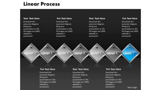 Ppt Blue Diamond Linear Writing Process PowerPoint Presentation 7 Stages Templates